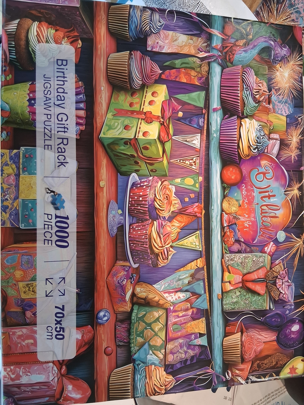 Colorful Birthday Gift Rack 1000-Piece Jigsaw Puzzle - Multicolor Party Design
